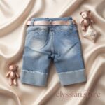 Short Jean Torerito con Bordado de Mariposas y Correa para Niña–Sku: M3-4A-N010 - Imagen 3
