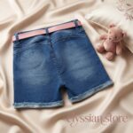 Short Jean con Lazos Bordados y Correa para Niña–Sku: M13-14A-N007 - Imagen 3