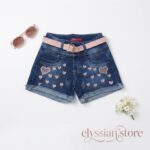 Short Jean con Bordado de Corazones y Correa para Niña–Sku: M8-9A-N009