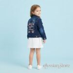 Casaca Jean con Bordado de Mariposas "Be Happy" para Niña–Sku: M3-4A-N011 - Imagen 2