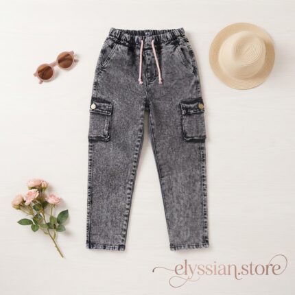 Pantalón Jean Tipo Cargo-Sku: M12-13A-N002