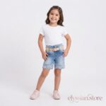 Short Jean Torerito con Bordado de Mariposas y Correa para Niña–Sku: M3-4A-N010 - Imagen 2
