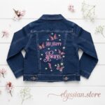 Casaca Jean con Bordado de Mariposas "Be Happy" para Niña–Sku: M3-4A-N011 - Imagen 3