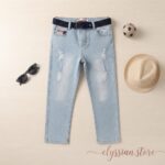 Pantalón Jean Urbano Con Correa Para Niño--Sku: V10-11A-N005