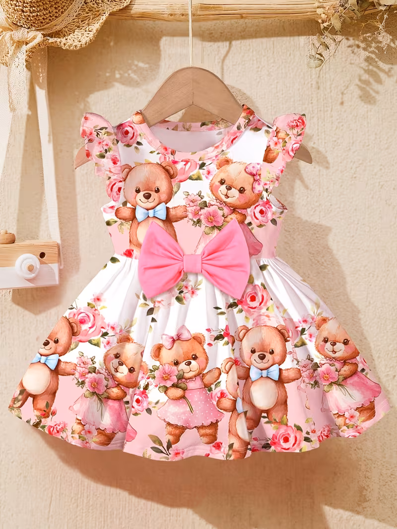 M18-24M-010-PORTADA Vestido Sweet Teddy Bears para niña-Bebé-Sku: M18-24M-010 - Imagen 1