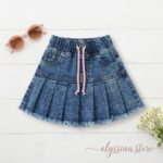 Falda Short Jean con Plisados Con Flecos para Niña-Sku: M3-4A-N013