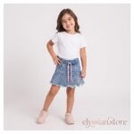Falda Short Jean con Plisados y Pedrería para Niña-Sku: M3-4A-N012 - Imagen 2